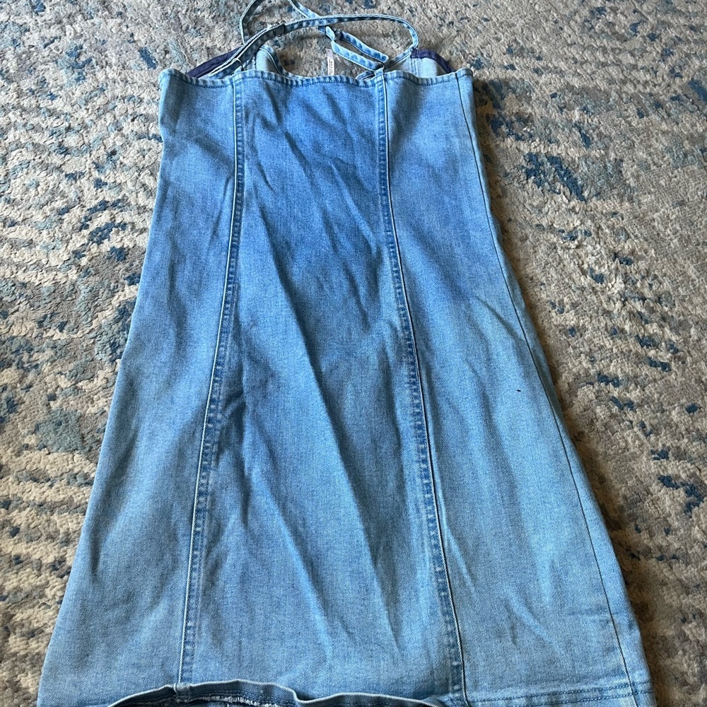 Free people button down Jean dress small - Picture 2 of 4